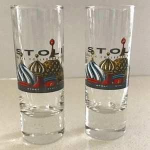 🌴STOLICHNAYA VODKA 2 Classic Collector Series Shot Glasses 2oz.🌴